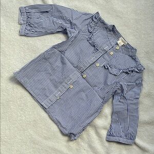 Crewcuts Navy and White Striped button up Shirt, size 2
